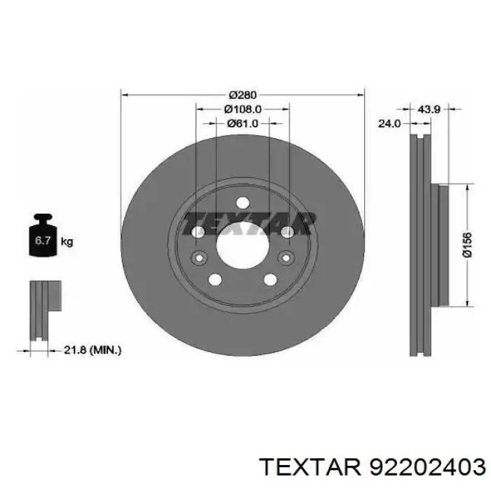 92202403 Textar тормозные диски