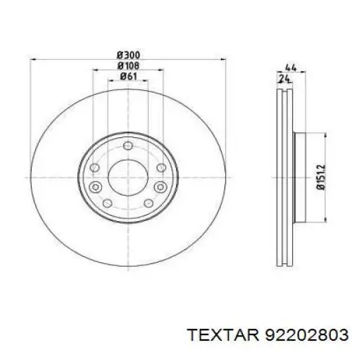 Передние тормозные диски 92202803 Textar