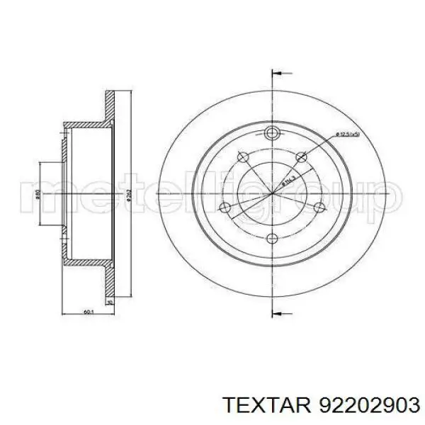 Купить 92202903 Textar Диск тормозной задний