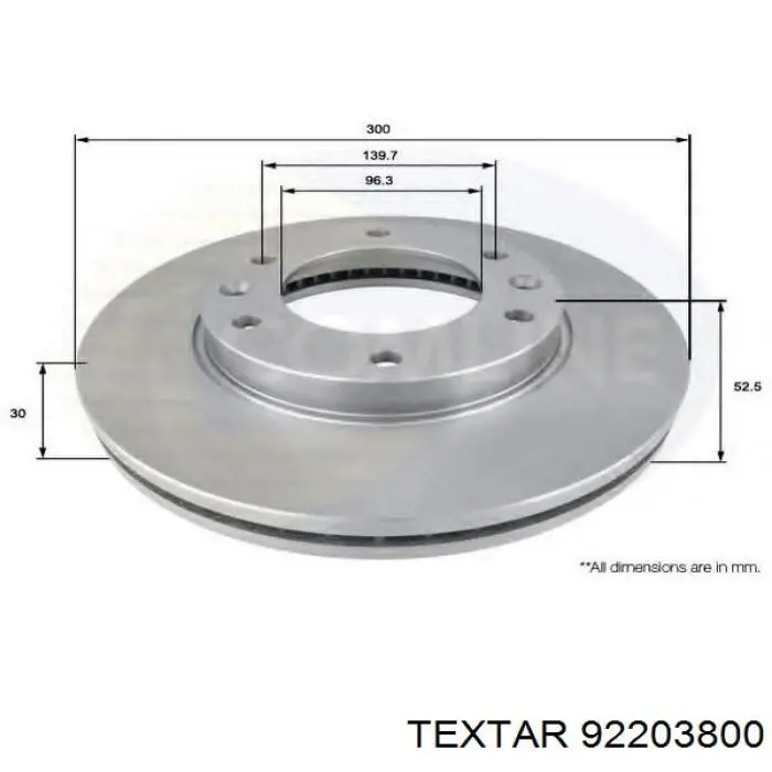 92203800 Textar Диск тормозной передний