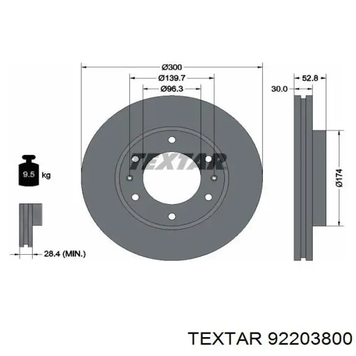 Передние тормозные диски 92203800 Textar