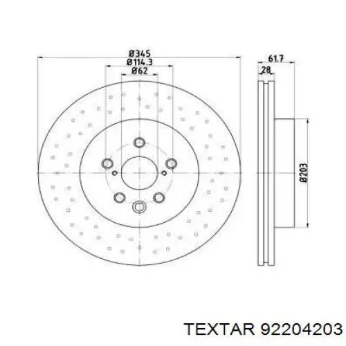 Тормозные диски 92204203 Textar