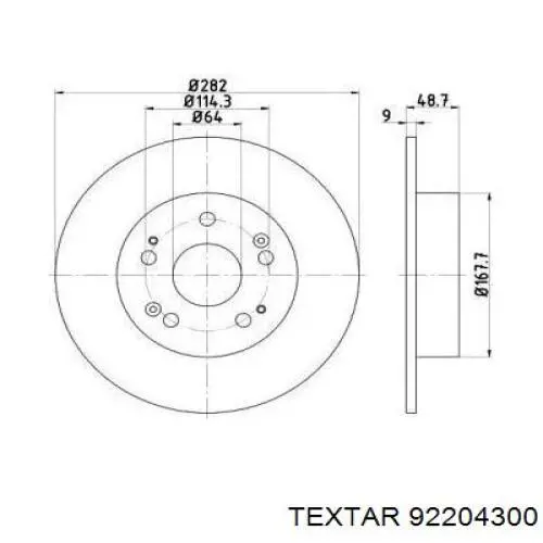 Задний дисковый тормоз Textar 92204300
