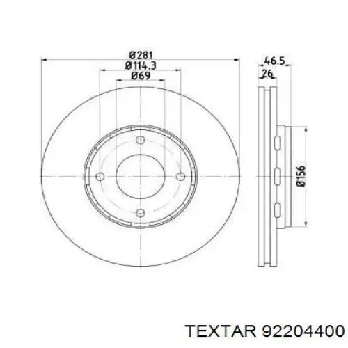 Передние тормозные диски 92204400 Textar