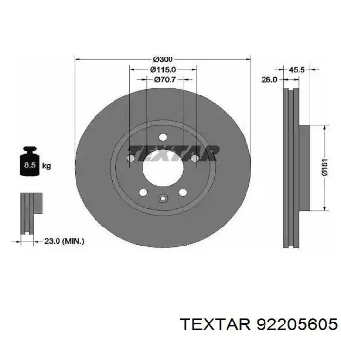 92205605 Textar disco do freio dianteiro