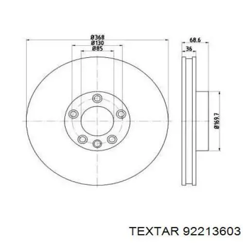 92213603 Textar диск тормозной передний