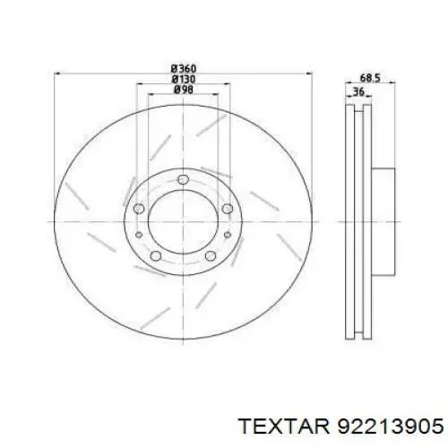 Передние тормозные диски 92213905 Textar