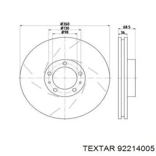 Передние тормозные диски 92214005 Textar