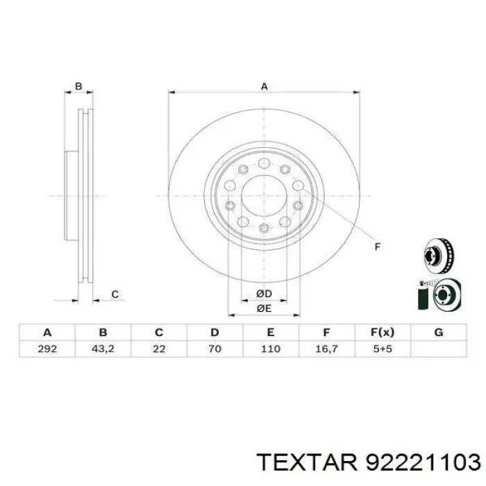 Тормозные диски 92221103 Textar