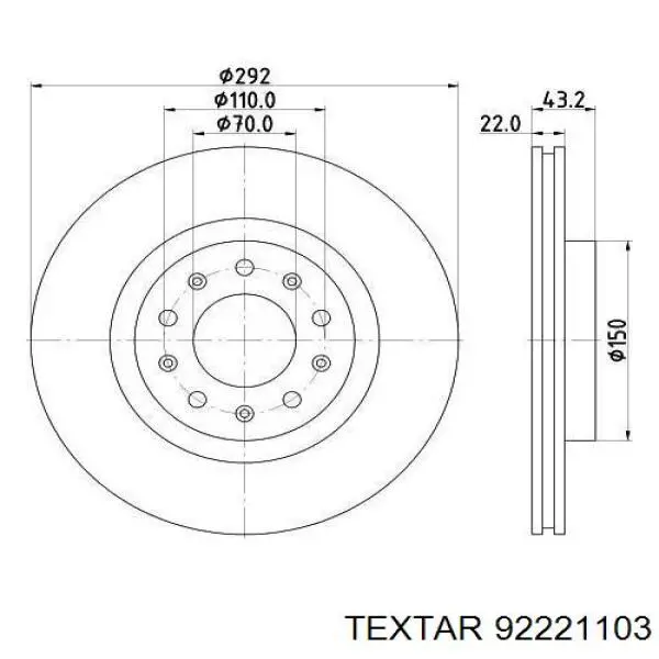 Задний дисковый тормоз Textar 92221103