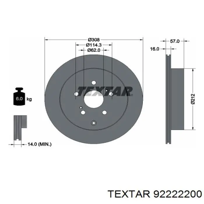 Задний тормозной диск Textar 92222200 цена, от 44.62 USD