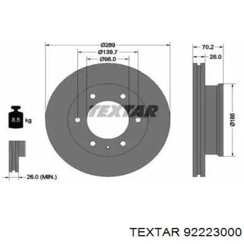 Передние тормозные диски 92223000 Textar