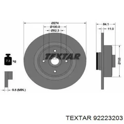 Тормозные диски 92223203 Textar