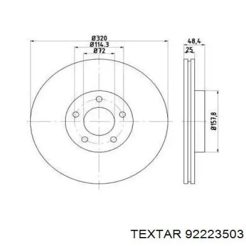 92223503 Textar диск тормозной передний
