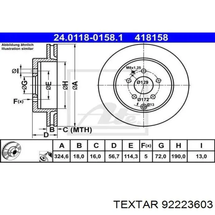 Задний тормозной диск Textar 92223603 цена, от 69.81 USD