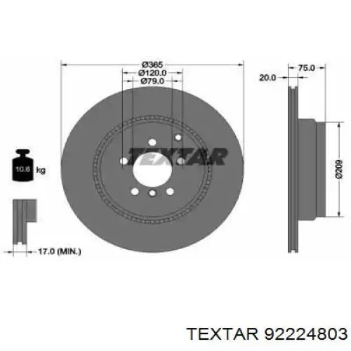 92224803 Textar Дисковый тормоз