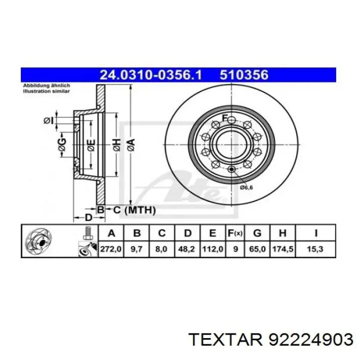 Задний дисковый тормоз Textar 92224903