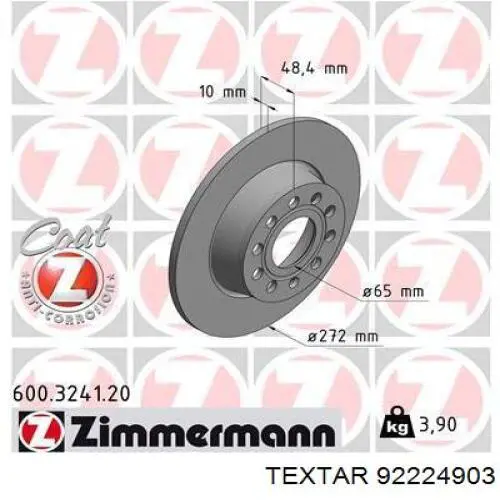 Купить 92224903 Textar Диск тормозной задний