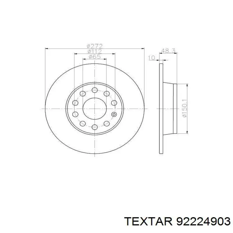 Купить 92224903 Textar Диск тормозной задний