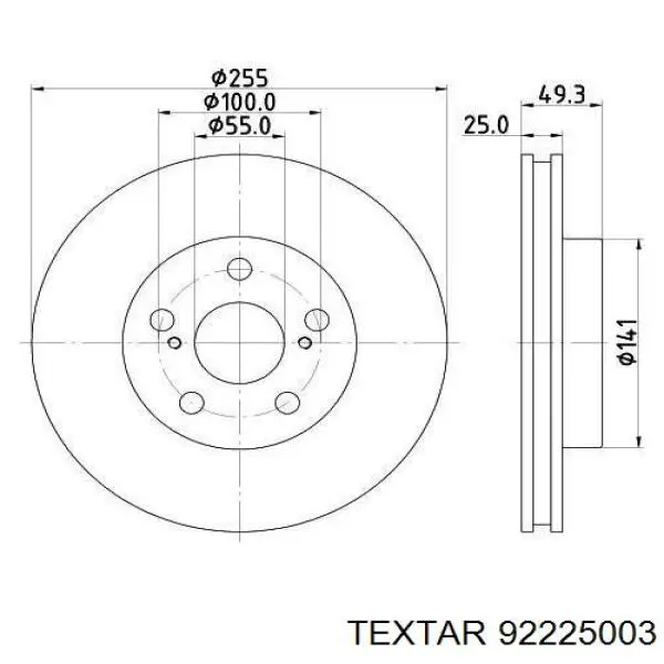Передние тормозные диски 92225003 Textar