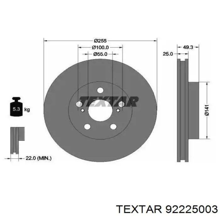 92225003 Textar передние тормозные диски