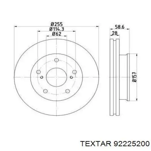 Передние тормозные диски 92225200 Textar