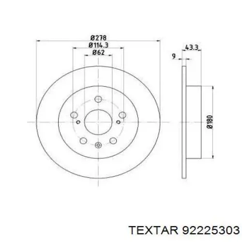 Тормозные диски 92225303 Textar