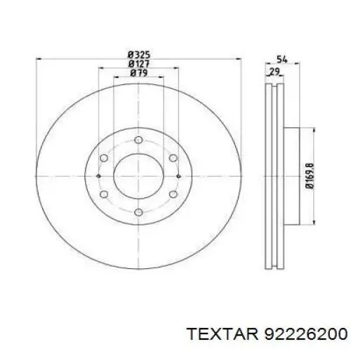 92226200 Textar Диск тормозной передний