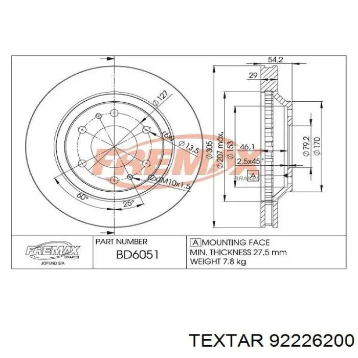 Купить 92226200 Textar Ротор тормозной