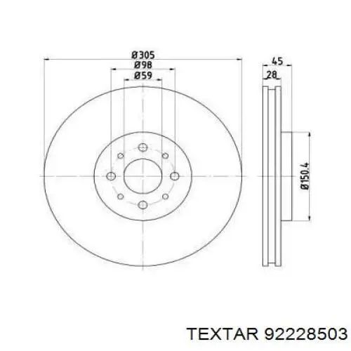 Передние тормозные диски 92228503 Textar