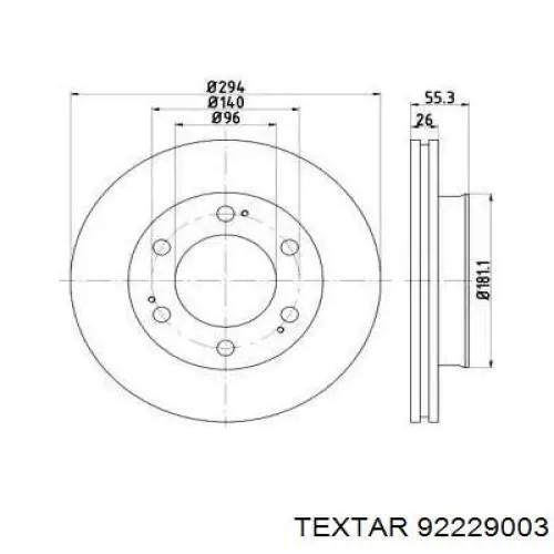 Передние тормозные диски 92229003 Textar