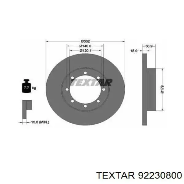 92230800 Textar диск тормозной задний