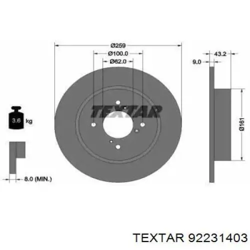 Тормозные диски 92231403 Textar