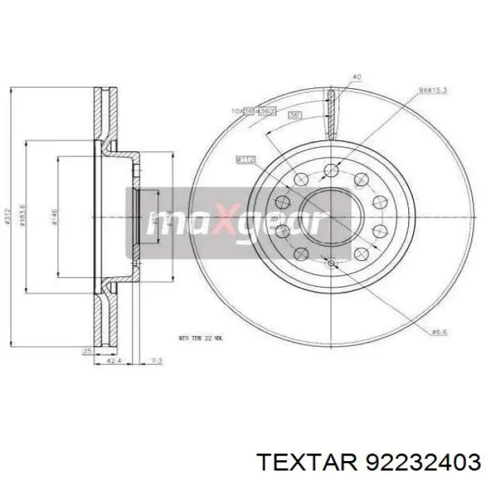 Передний тормозной диск Textar 92232403