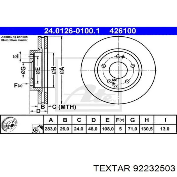 Передний тормозной диск Textar 92232503