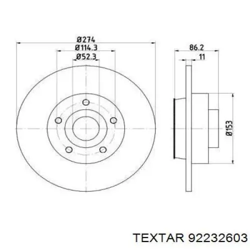 92232603 Textar Дисковый тормоз