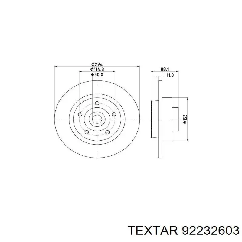 Задний дисковый тормоз Textar 92232603