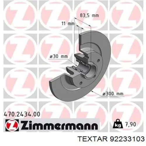 Задний тормозной диск Textar 92233103 цена, от 102.72 USD