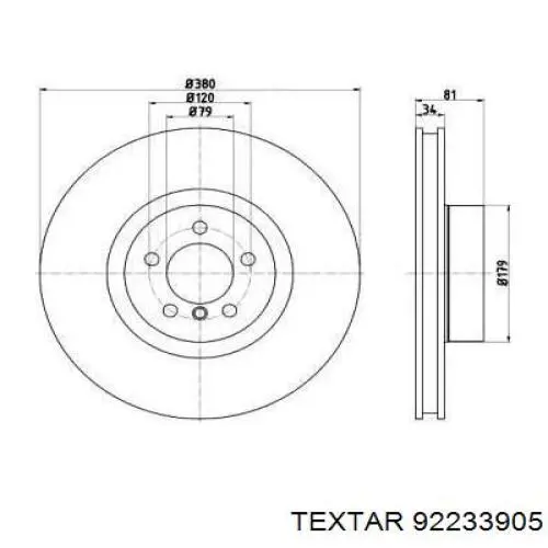 Передние тормозные диски 92233905 Textar