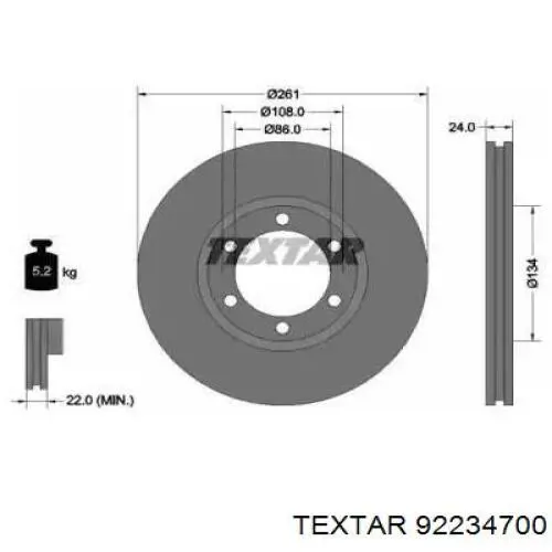 Передние тормозные диски 92234700 Textar