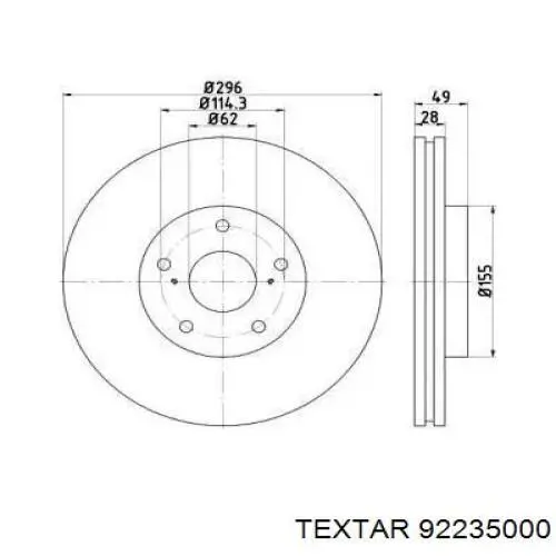 Передние тормозные диски 92235000 Textar