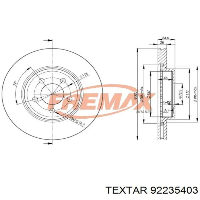 Тормоз дисковый передний Textar 92235403 цена, от 77.84 USD