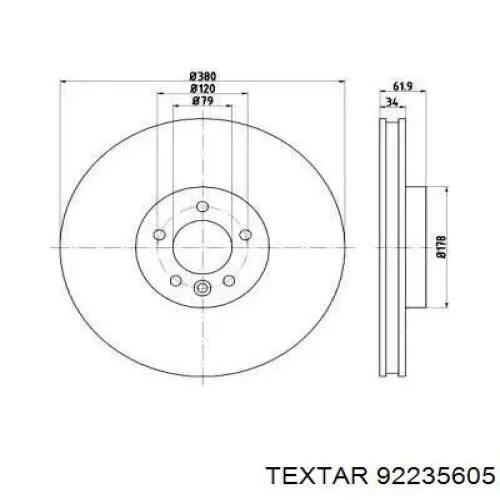 Передние тормозные диски 92235605 Textar