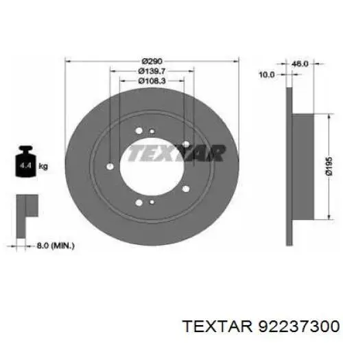 Передние тормозные диски 92237300 Textar