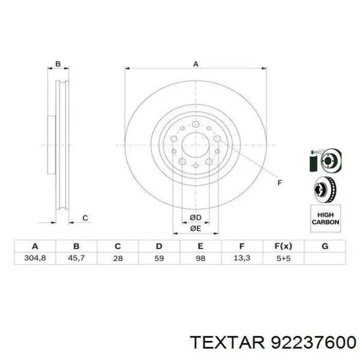 Передние тормозные диски 92237600 Textar