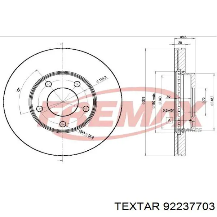 Купить 92237703 Textar Ротор тормозной