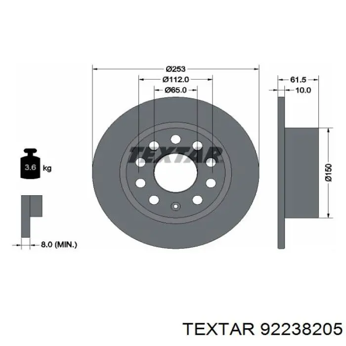 Тормоз дисковый передний Textar 92238205 цена, от 145.36 USD