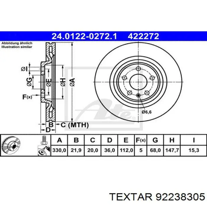 Задний тормозной диск Textar 92238305 цена, от 90.58 USD