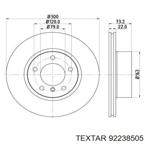 Передние тормозные диски 92238505 Textar