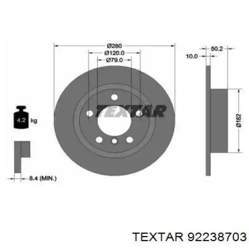 Тормозные диски 92238703 Textar